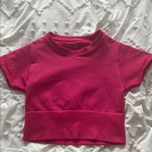 Aerie Offline pink cropped gym shirt